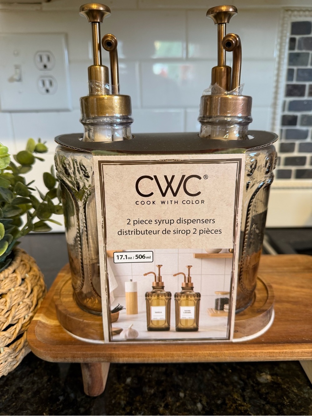 CWC Skull and Snake  Syrup Dispenser Set 2 Piece Glass Pump Bottles Halloween